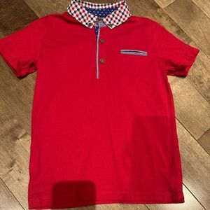 NEXT DIRECT • Red Kids Polo Shirt with Checkered Collar